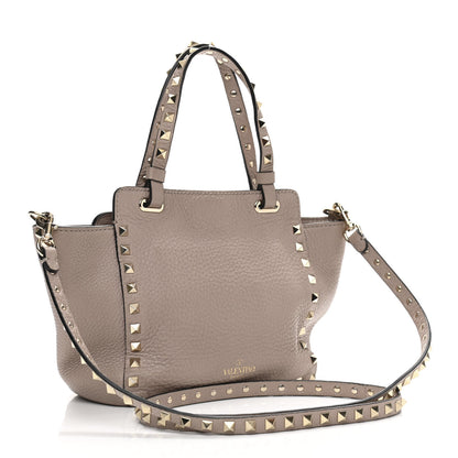 Valentino Garavani Pebbled Calfskin Mini Rockstud Tote Poudre 2 of 9