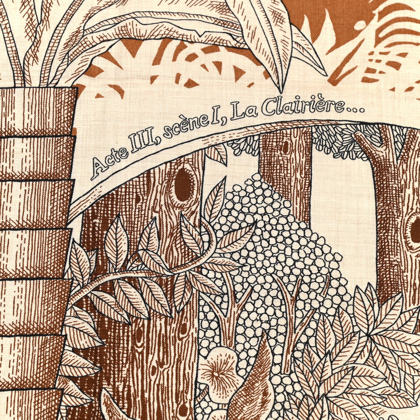 Cashmere Silk Acte III Scene I La Clairiere Shawl 140 Naturel Marron Noisette