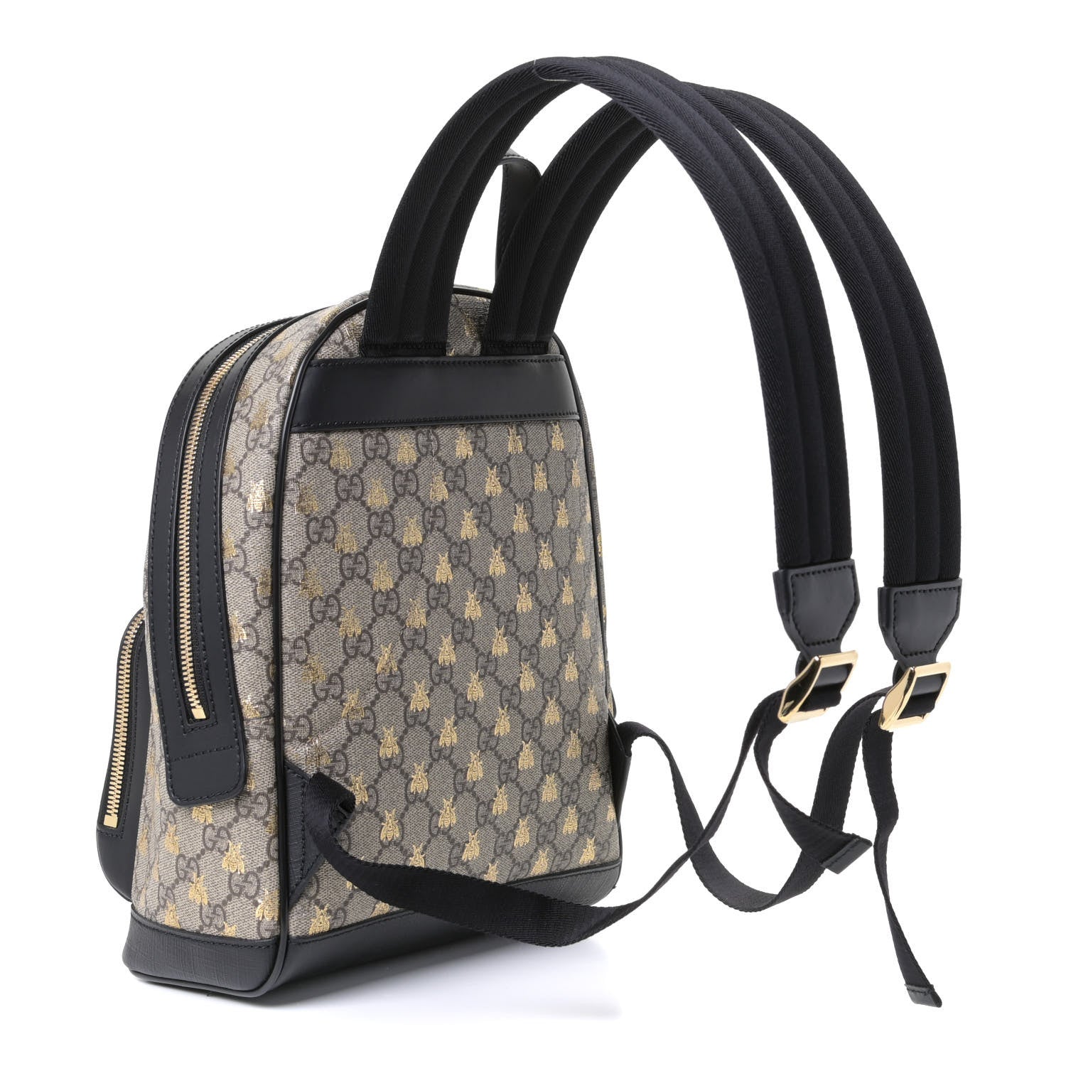 Gucci GG Supreme Monogram Bees Print Small Day Backpack Beige Oro Black 2 of 6