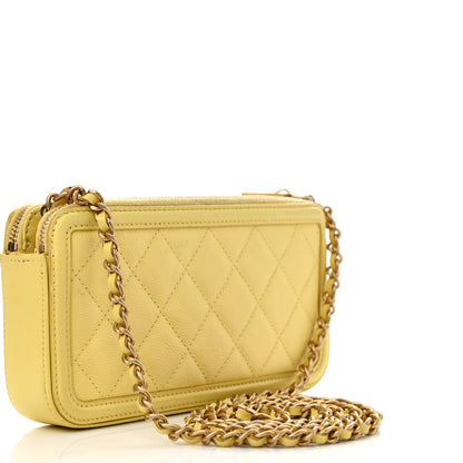 Chanel Caviar Quilted CC Filigree Clutch With Chain Yellow 3 of 16