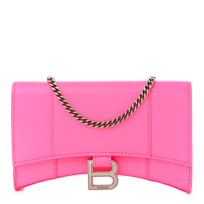 Balenciaga Shiny Box Calfskin XS Hourglass Wallet On Chain Fluo Pink 1 of 9