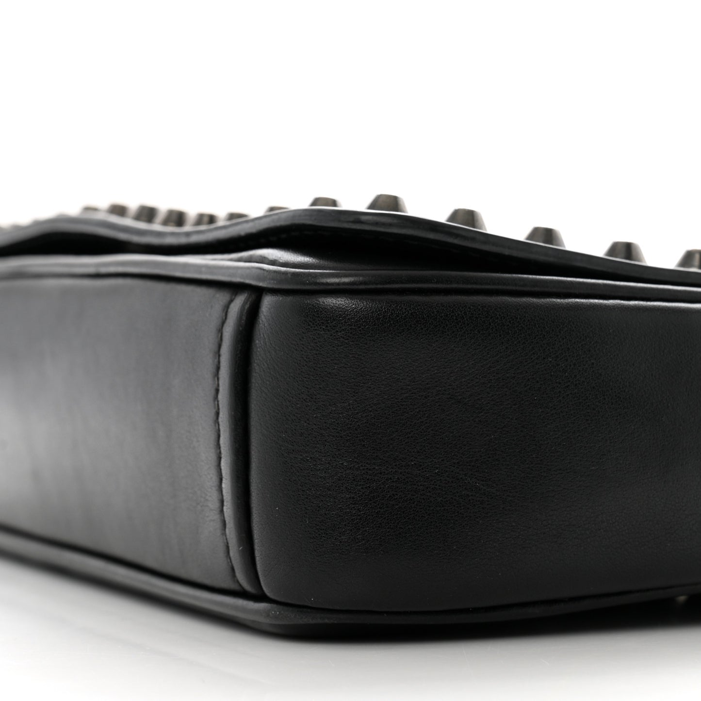 Glace Calfskin Studded Crossbody White Black