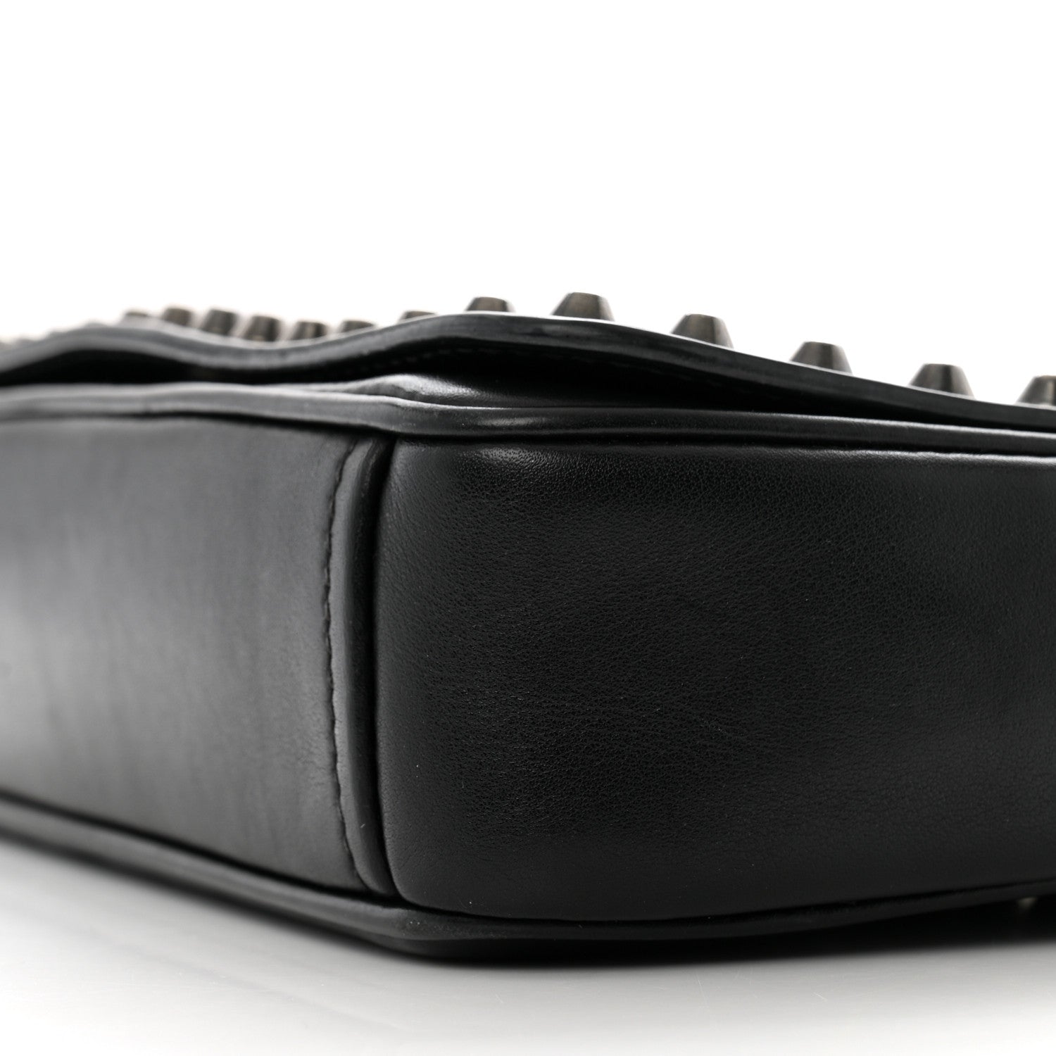 Prada Glace Calfskin Studded Crossbody White Black 9 of 13