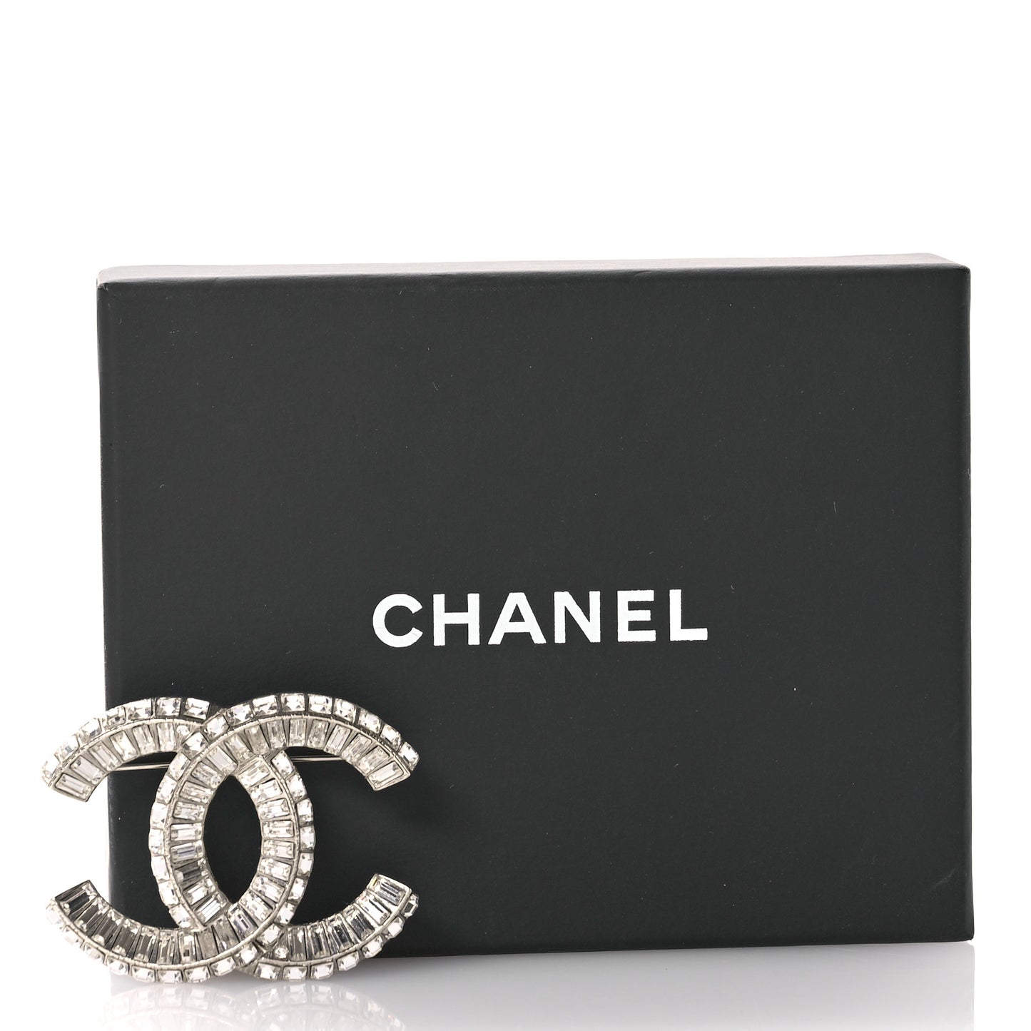 Baguette Crystal CC Brooch Silver