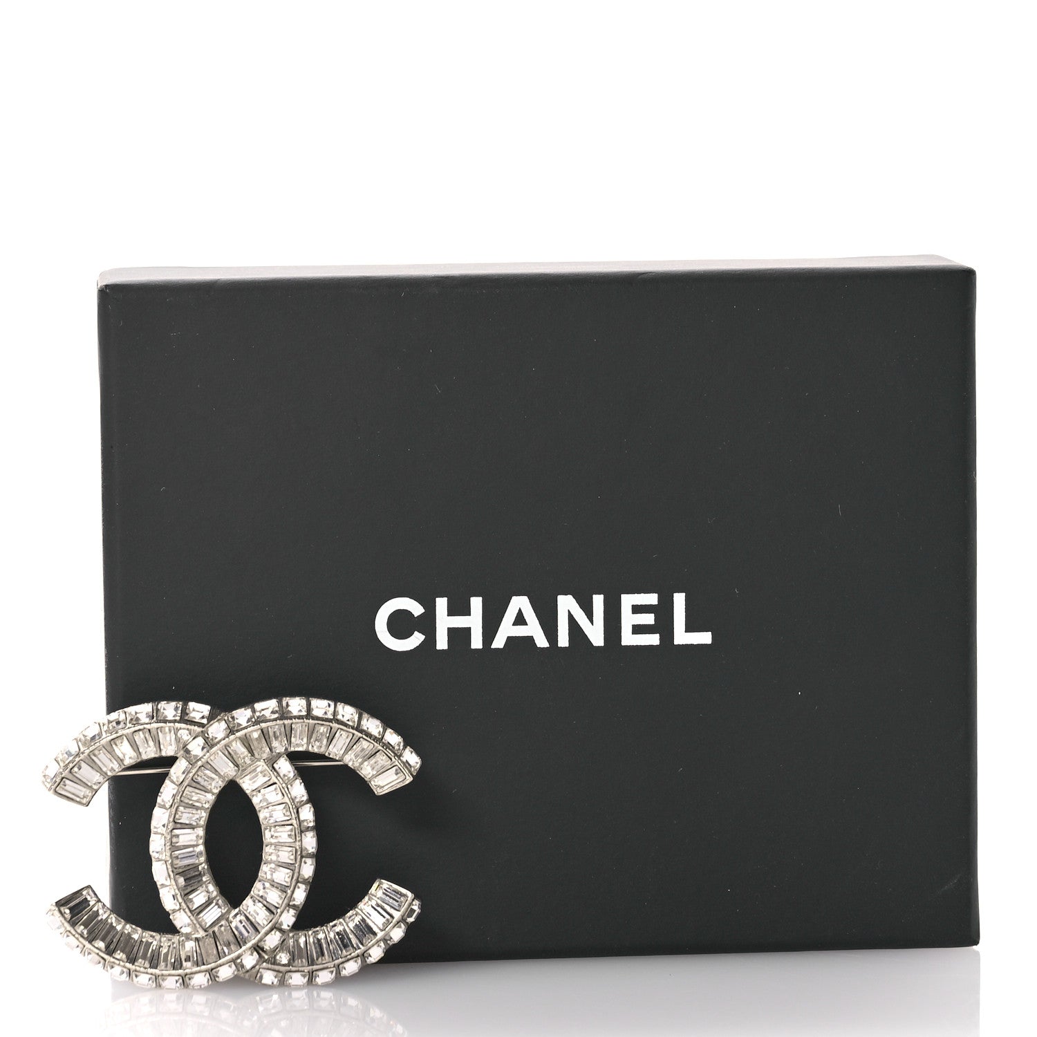 Chanel Baguette Crystal CC Brooch Silver 4 of 4