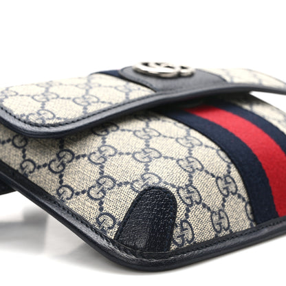 Gucci GG Supreme Monogram Web Small Ophidia Belt Bag 90 36 Beige Navy 9 of 10