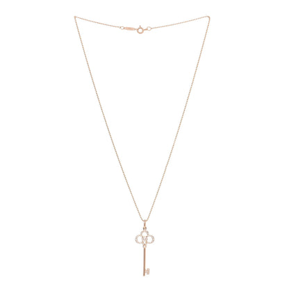 Tiffany 18K Rose Gold Diamond Crown Key Pendant Necklace 3 of 5