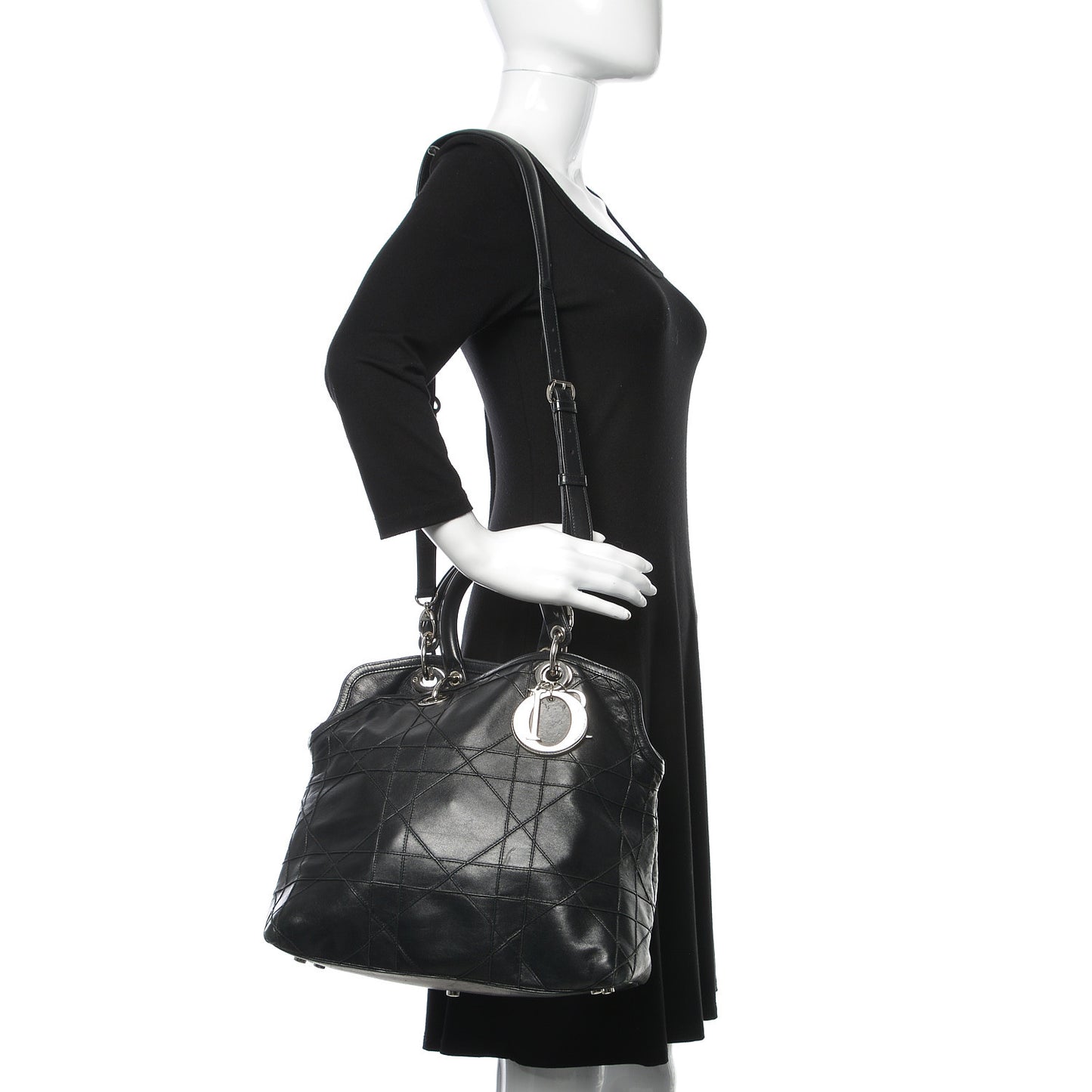 Lambskin Cannage Medium Granville Tote Black