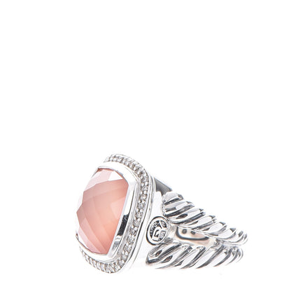 David Yurman Sterling Silver Diamond Rose Quartz 14mm Albion Ring 52 6 3 of 6