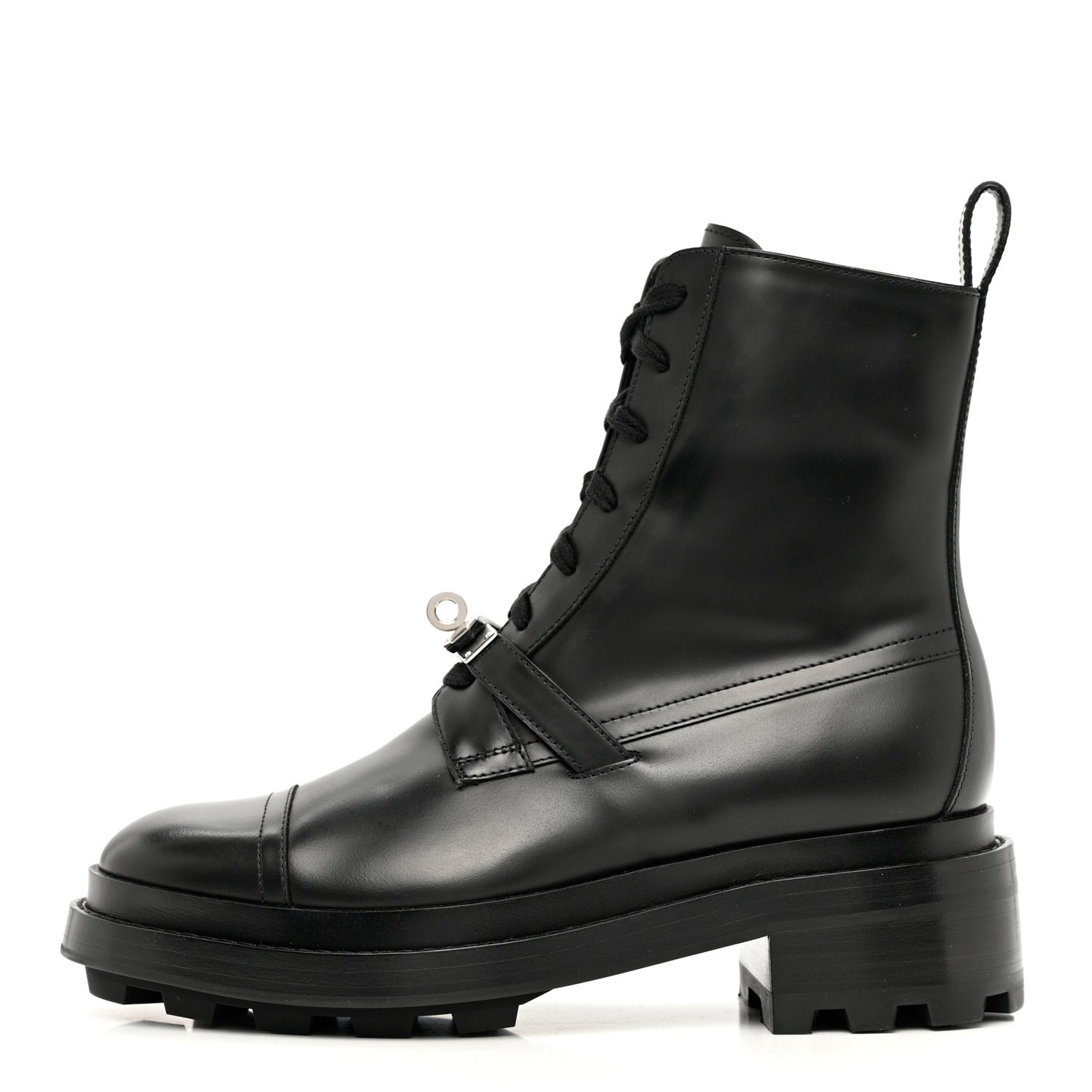 Glossed Calfskin Funk Ankle Boots 36 Black