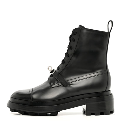 Hermes Glossed Calfskin Funk Ankle Boots 36 Black 1 of 8