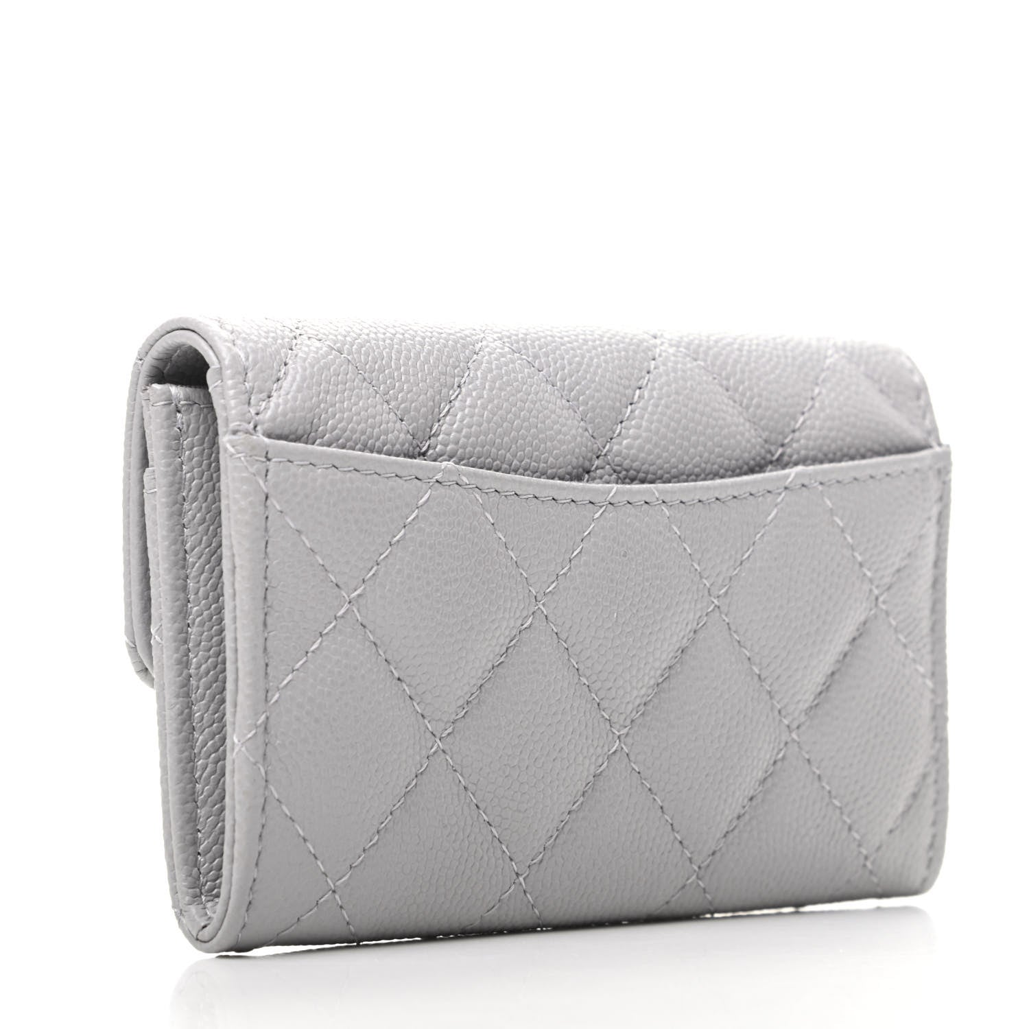 Chanel Caviar Quilted Flap Card Holder Wallet Grey 3 of 9
