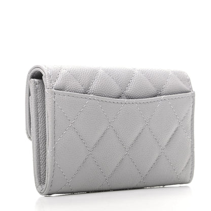 Chanel Caviar Quilted Flap Card Holder Wallet Grey 3 of 9