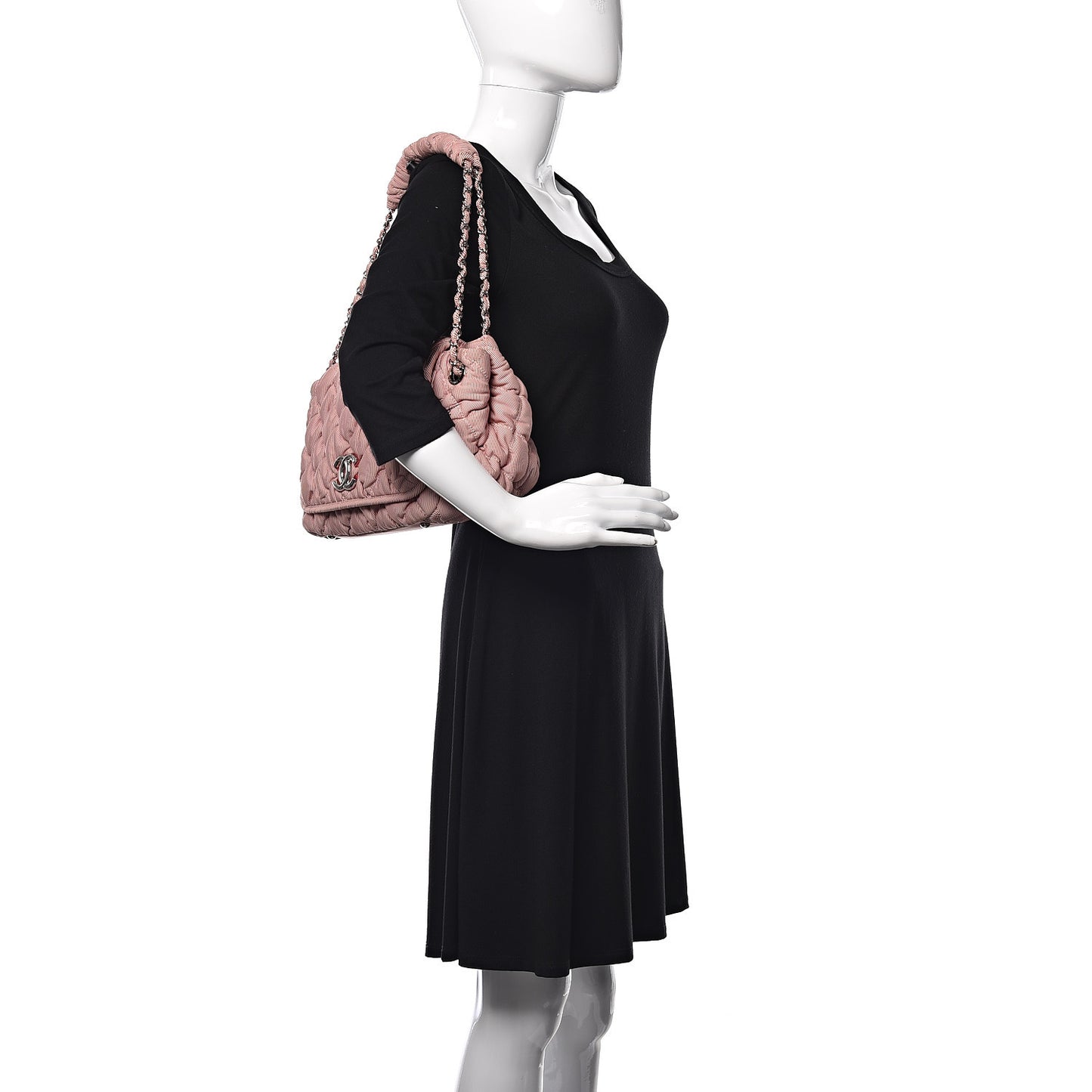 Nylon Bubble Striped Quilt Accordion Flap Red White