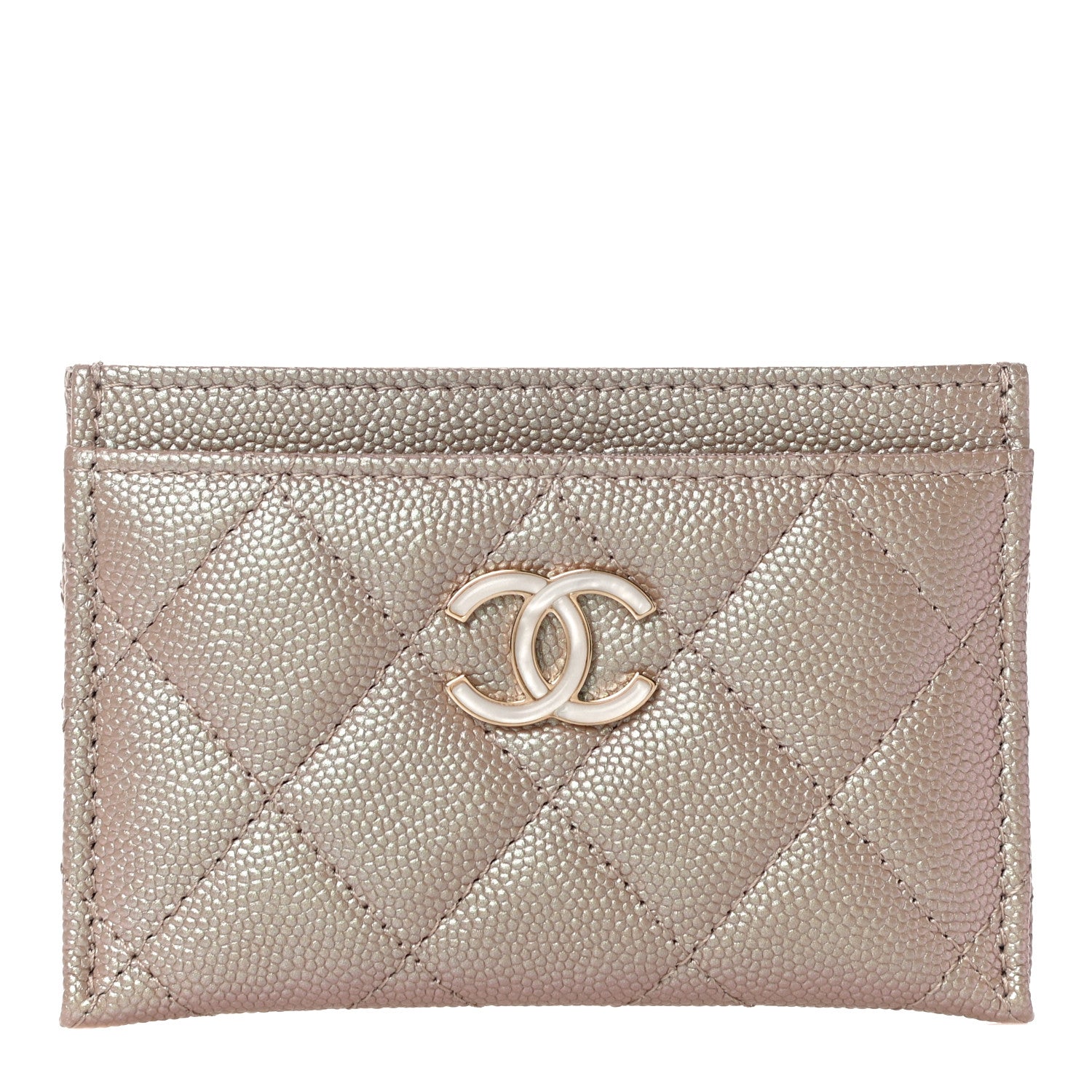 Chanel Iridescent Caviar Quilted Card Holder Beige 1 of 12