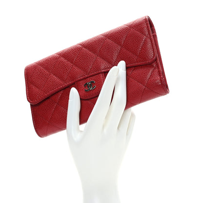 Chanel Caviar Quilted Large Flap Wallet Red 2 of 11