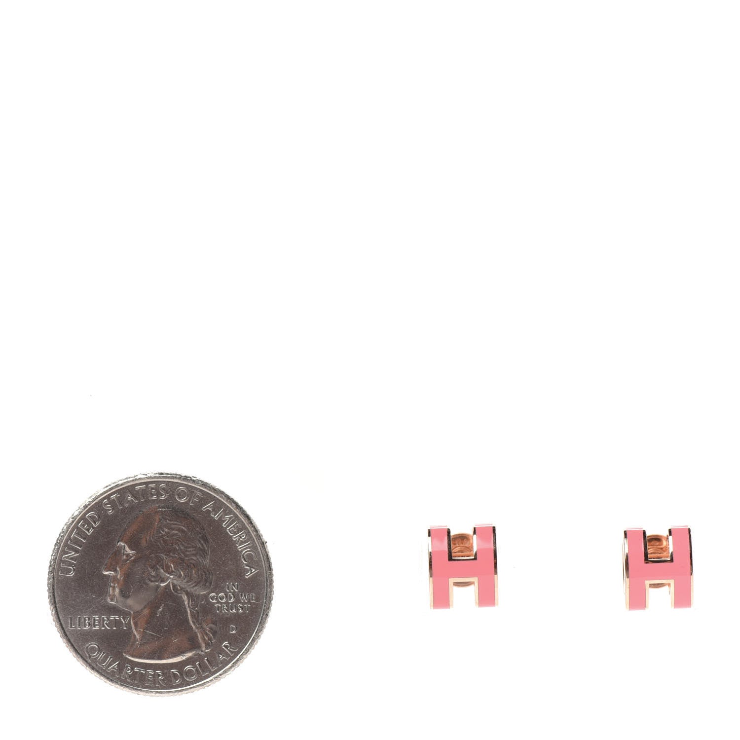 Hermes Rose Gold Lacquered Pop H Earrings Rose Azalee 2 of 3