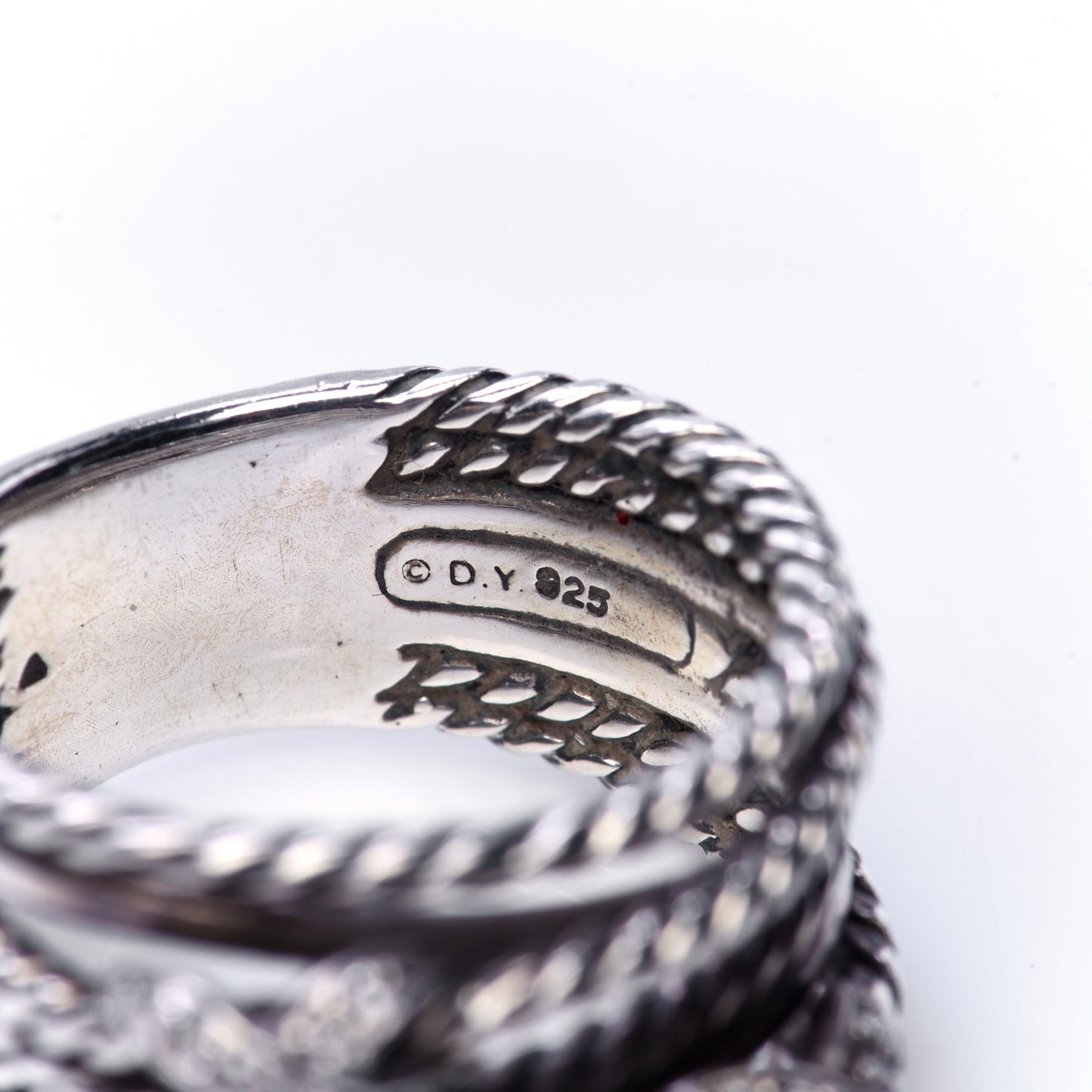 Sterling Silver Diamond Double X Crossover Ring 58 8.5