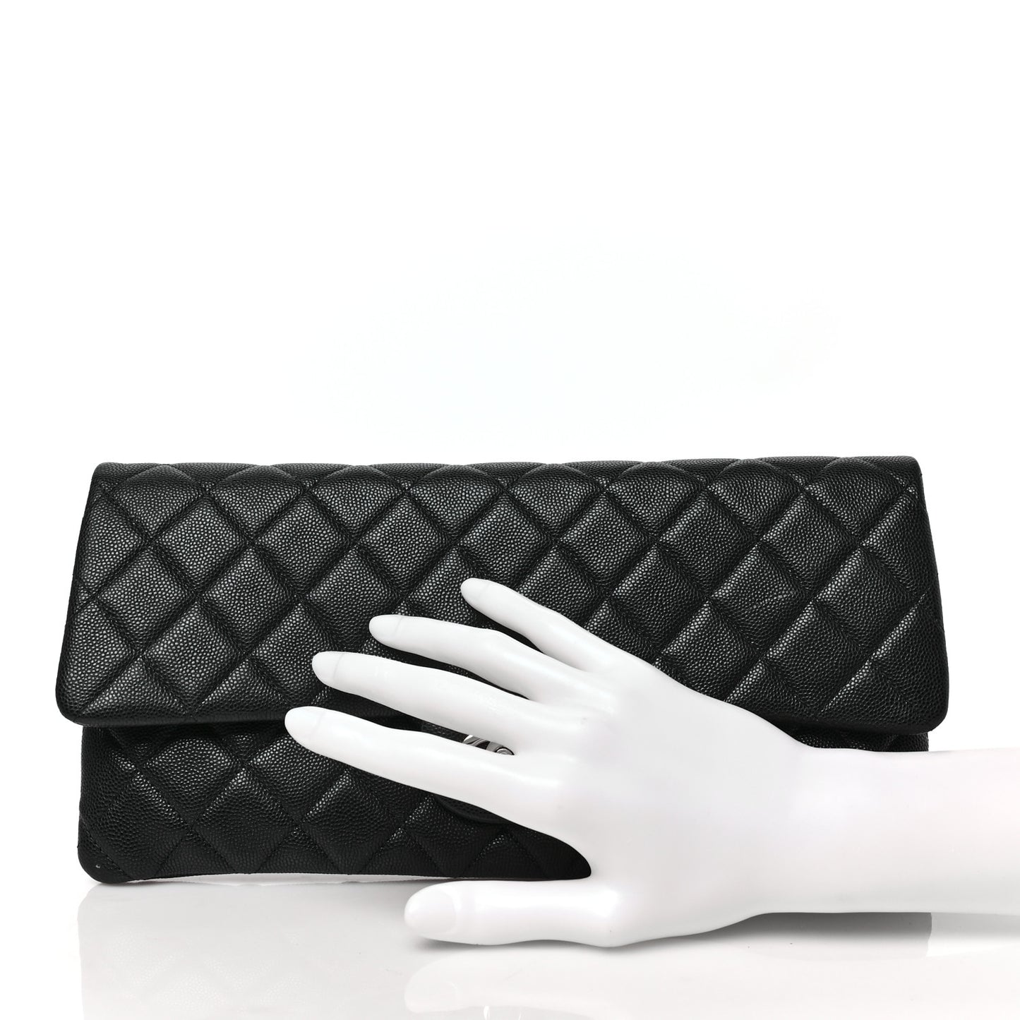 Caviar Quilted Flap Clutch Black