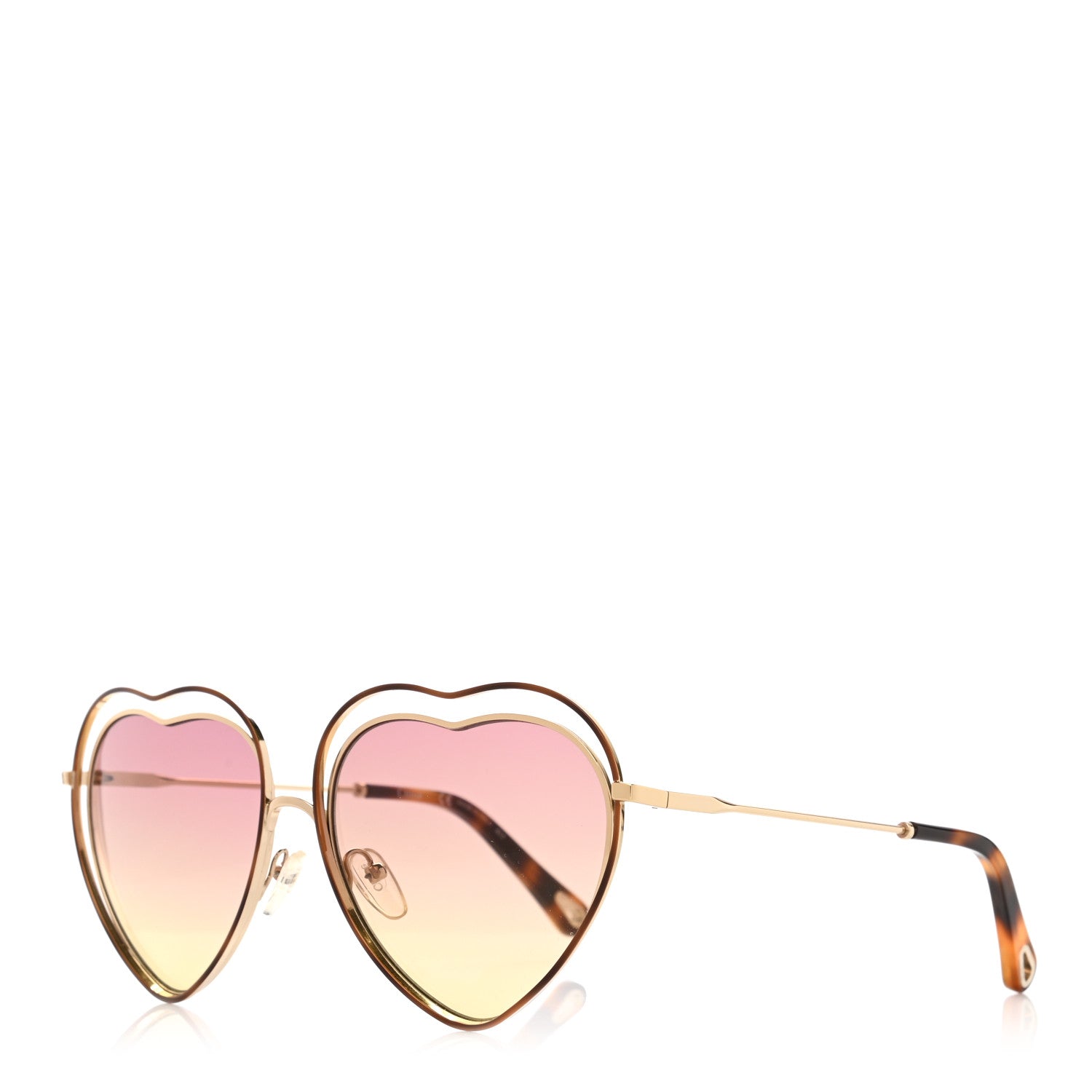 Chloe Metal Poppy Love Heart Sunglasses CE131S Havana Rose 1 of 6