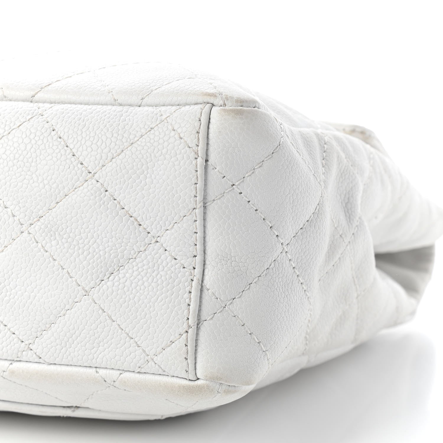 Chanel Caviar Quilted XL Jumbo Single Flap White 8 of 10