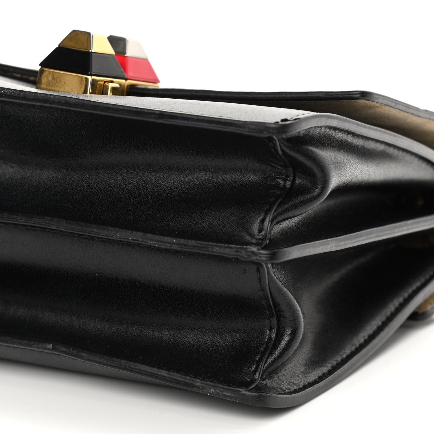 Fendi Vitello Liberty Bi-Color FF 1974 Embossed Small Kan I Shoulder Bag Black Maya 9 of 13