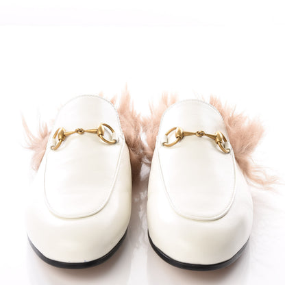 Gucci Malaga Kid Fur Womens Princetown Slippers 37.5 Dusty White Naturale 3 of 8