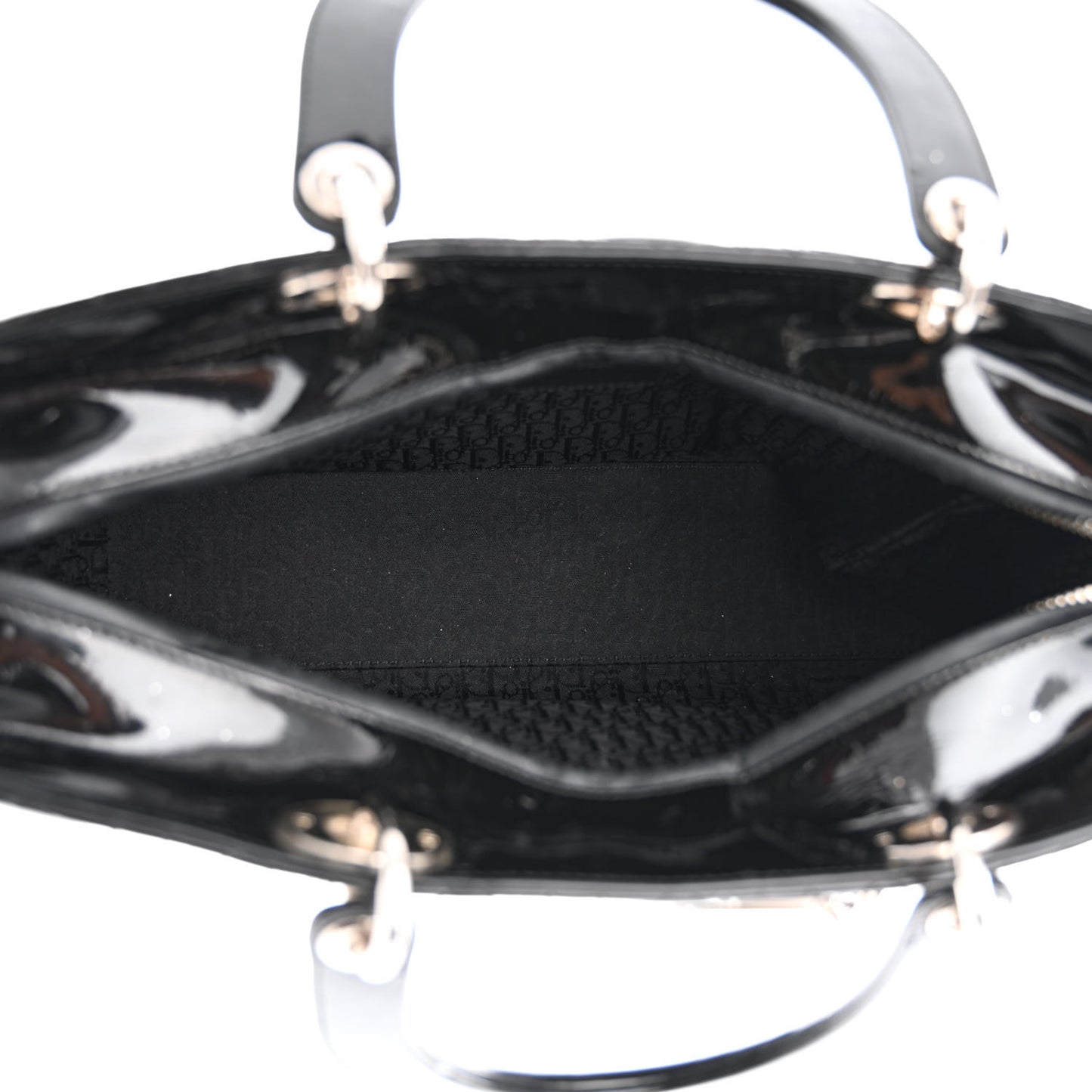 Patent Cannage Large Lady Dior Black
