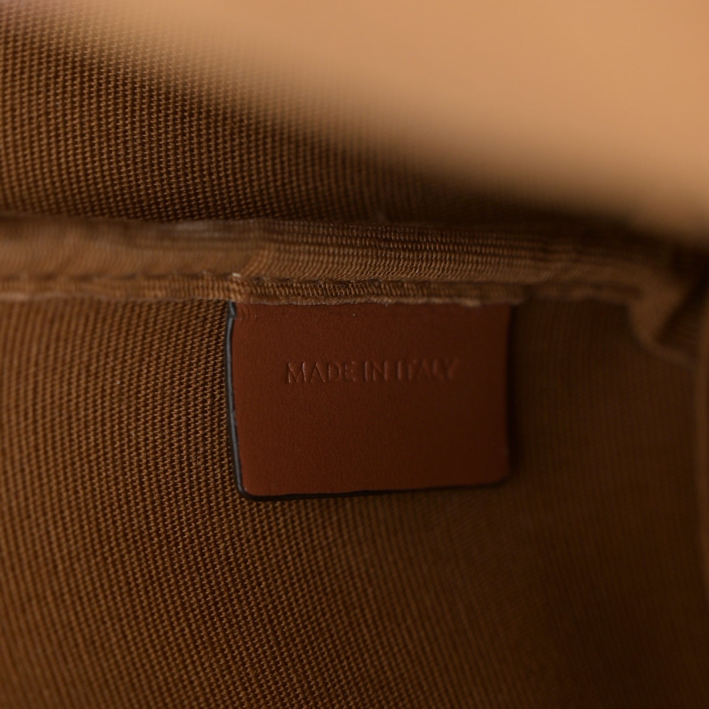 Triomphe Canvas Calfskin Small Bucket Bag Tan
