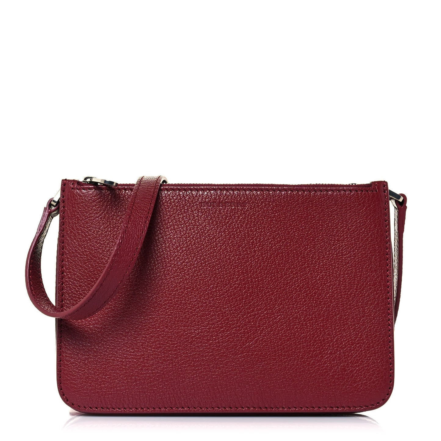 Grainy Goatskin Triple Zip Crossbody Bag Crimson