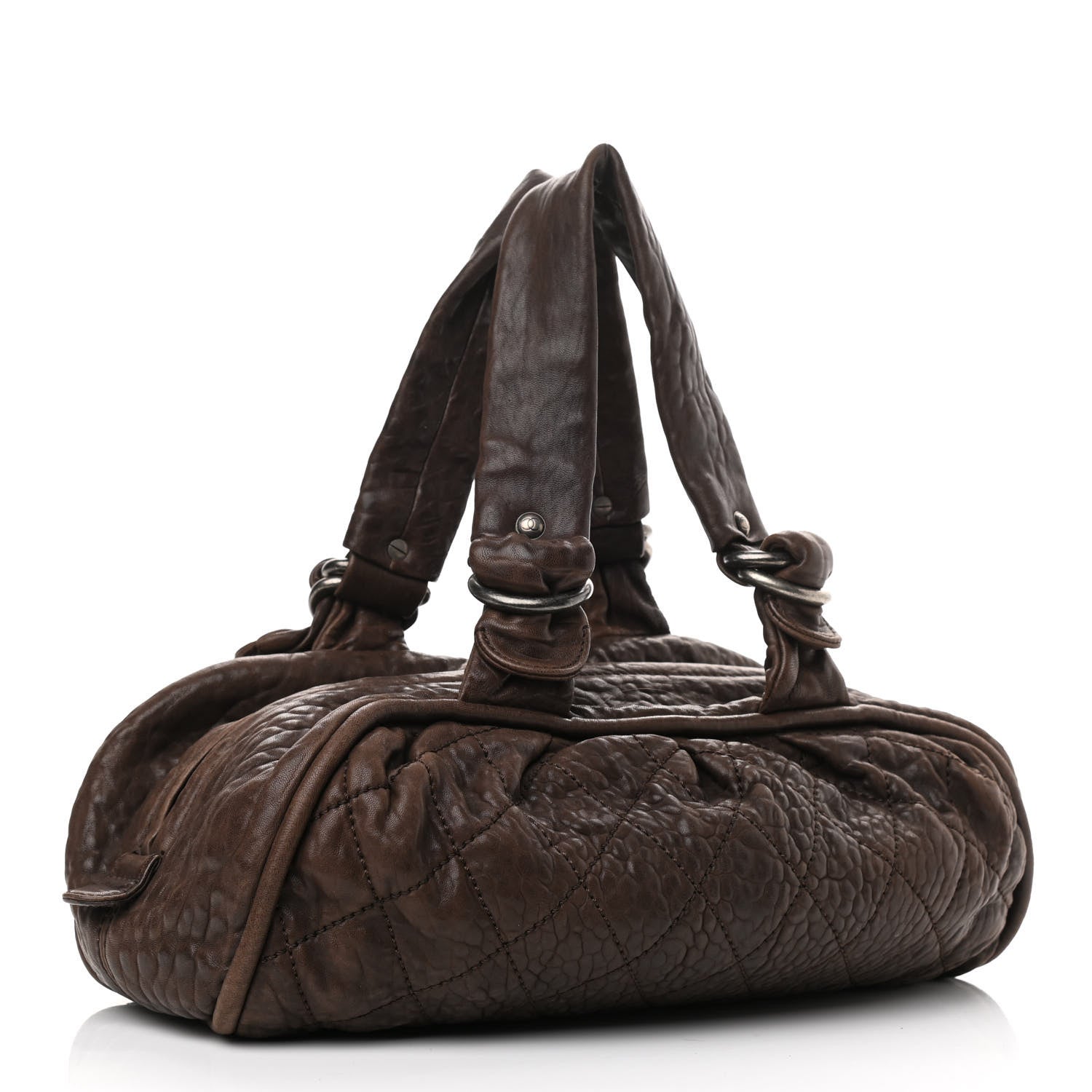 Chanel Distressed Lambskin Le Marais Bowler Brown 3 of 10