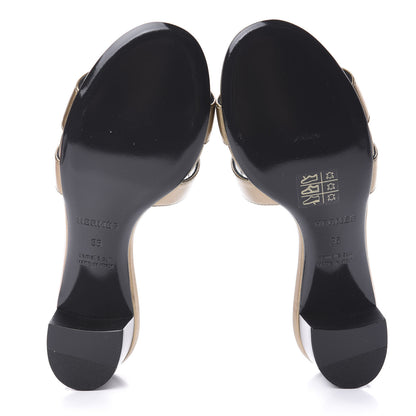 Hermes Madame Calfskin Oasis Sandals 36 Doré Vieilli 5 of 8