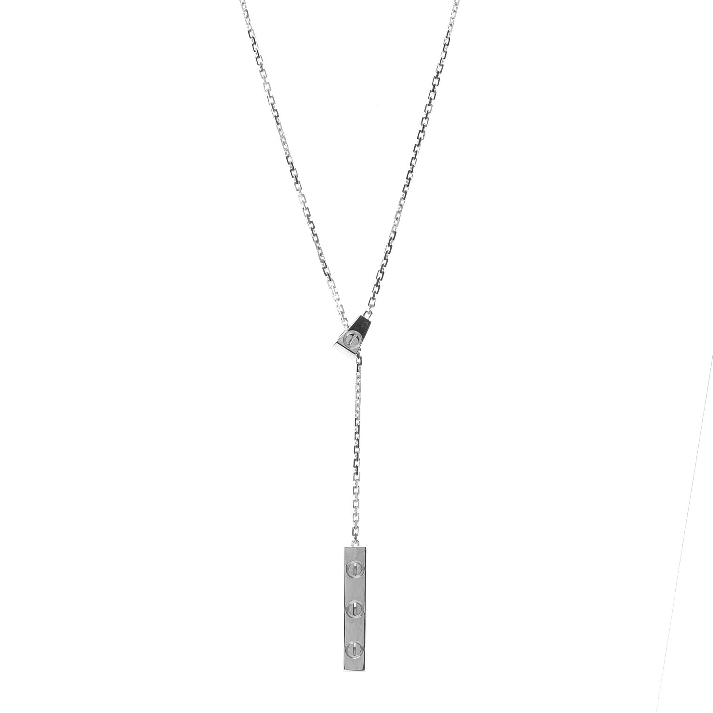18K White Gold LOVE Lariat Necklace