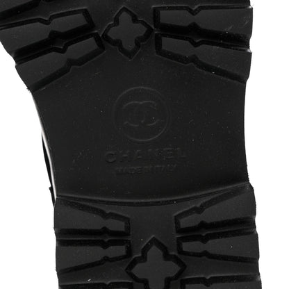 Chanel Calfskin Quilted Biker Boots 37.5 Black 6 of 7