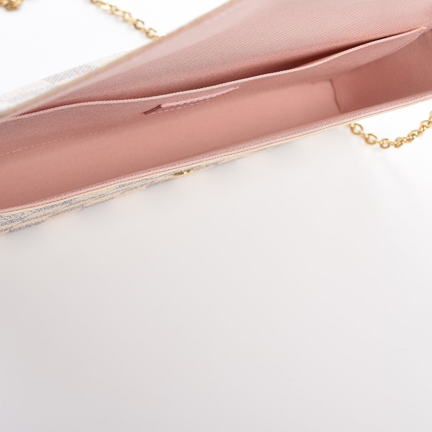 Louis Vuitton Damier Azur Pochette Felicie Chain Wallet Rose Ballerine 6 of 9
