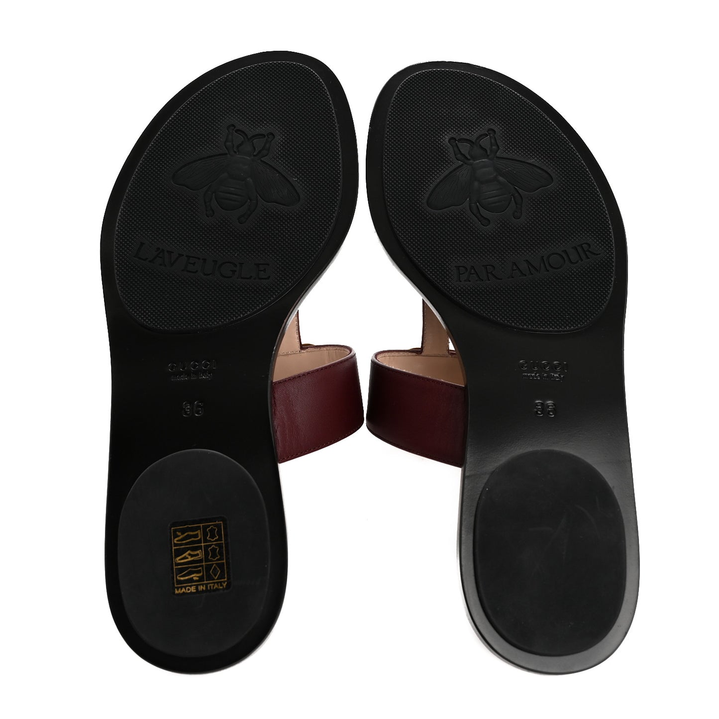 Calfskin GG Marmont Thong Sandals 36 Vintage Bordeaux