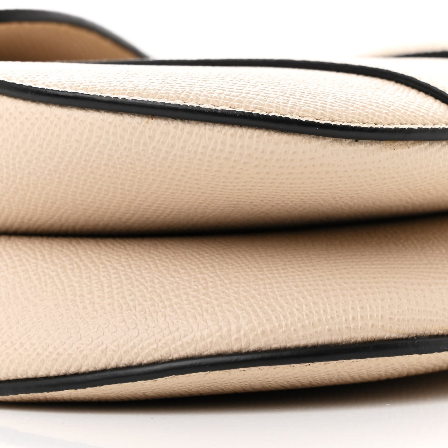 Grained Calfskin Saddle Bag With Strap Caramel Beige