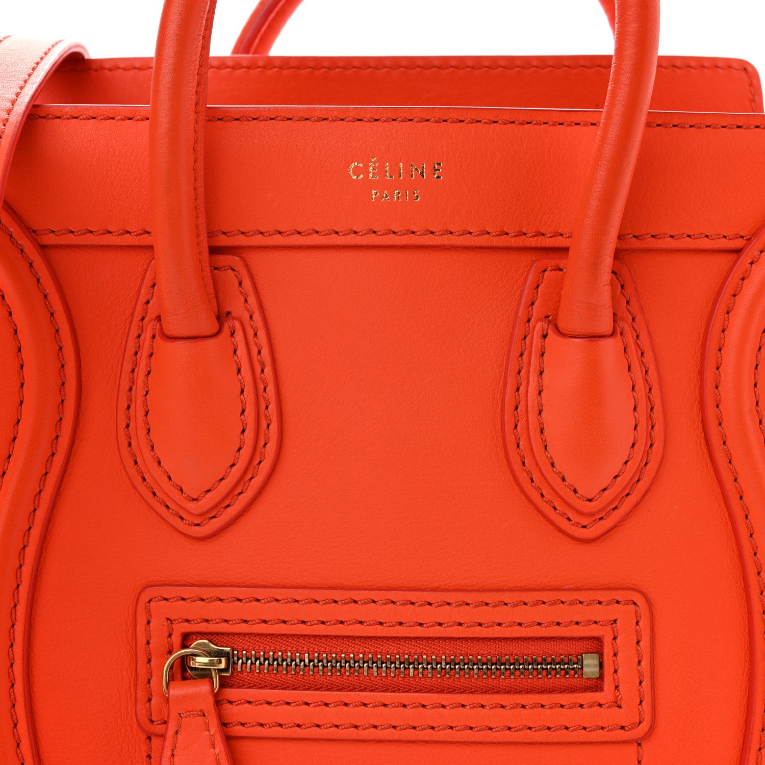 Celine Smooth Calfskin Nano Luggage Fluo Orange 7 of 11