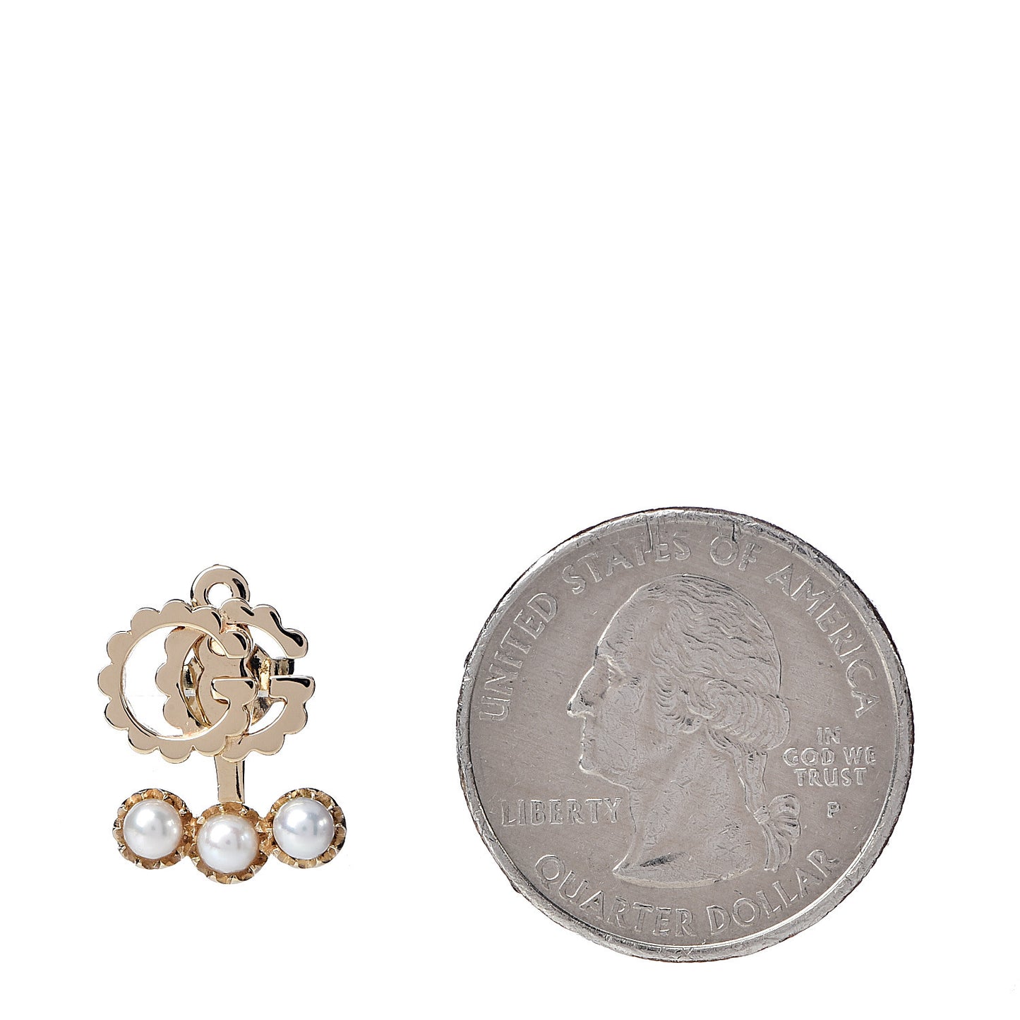 18K Yellow Gold Pearl Single GG Running Earring