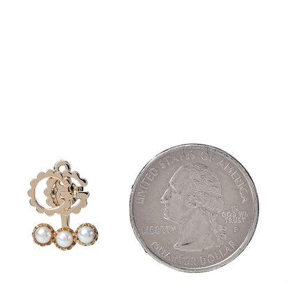 Gucci 18K Yellow Gold Pearl Single GG Running Earring 2 of 5