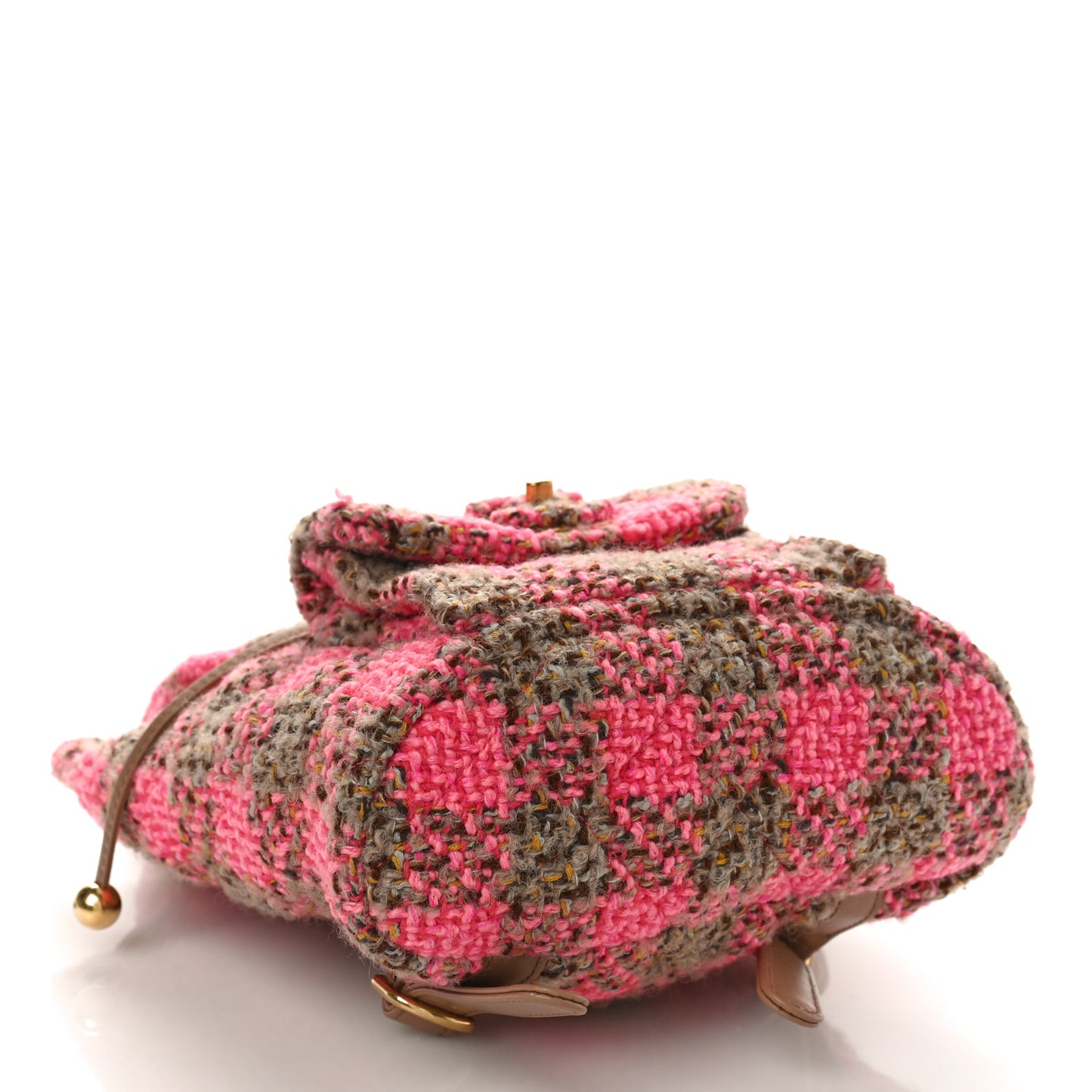 Wool Tweed Elegant Backpack Pink Brown