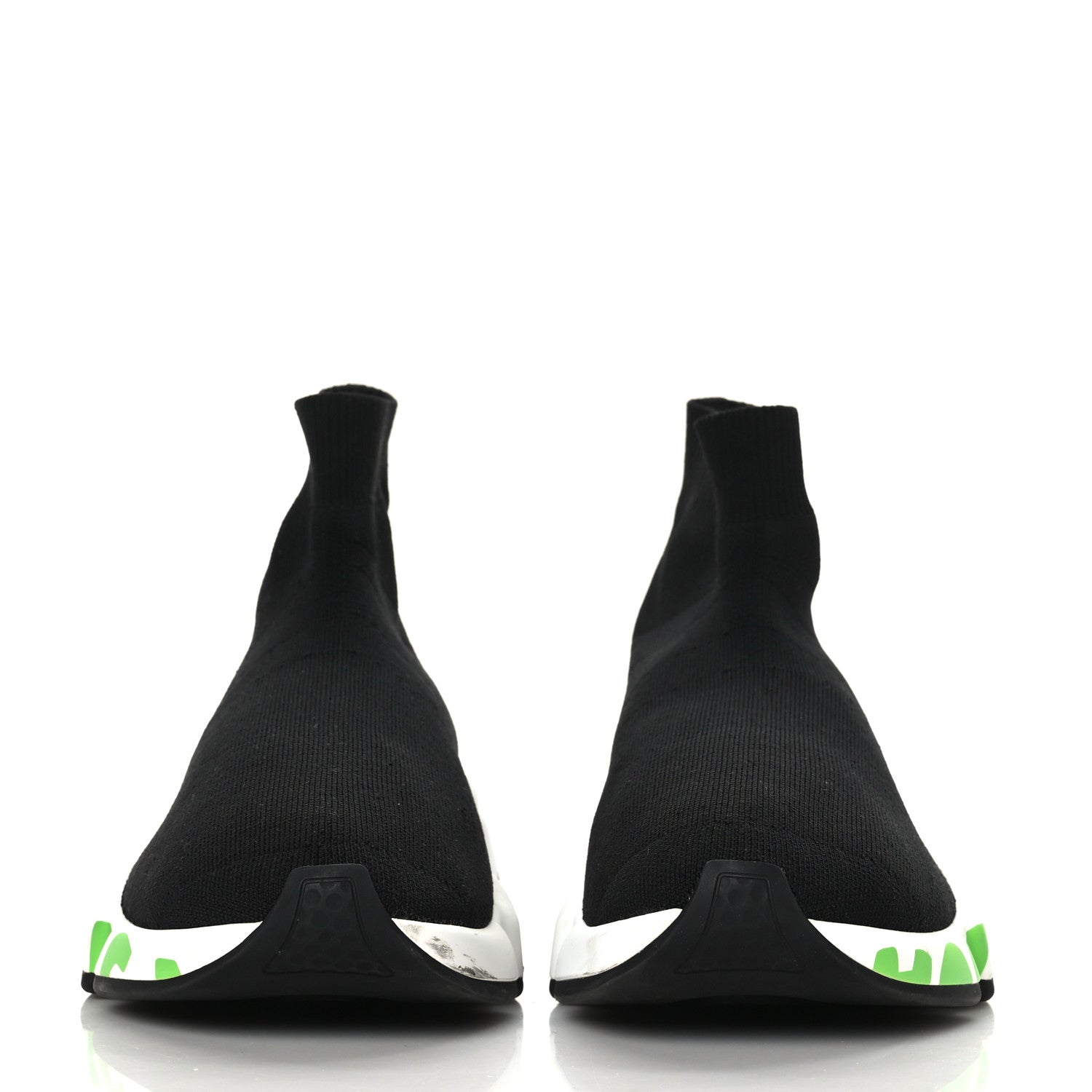 Balenciaga Neoprene Knit Womens Speed Graffiti Sneakers Black White Fluo Green 2 of 9