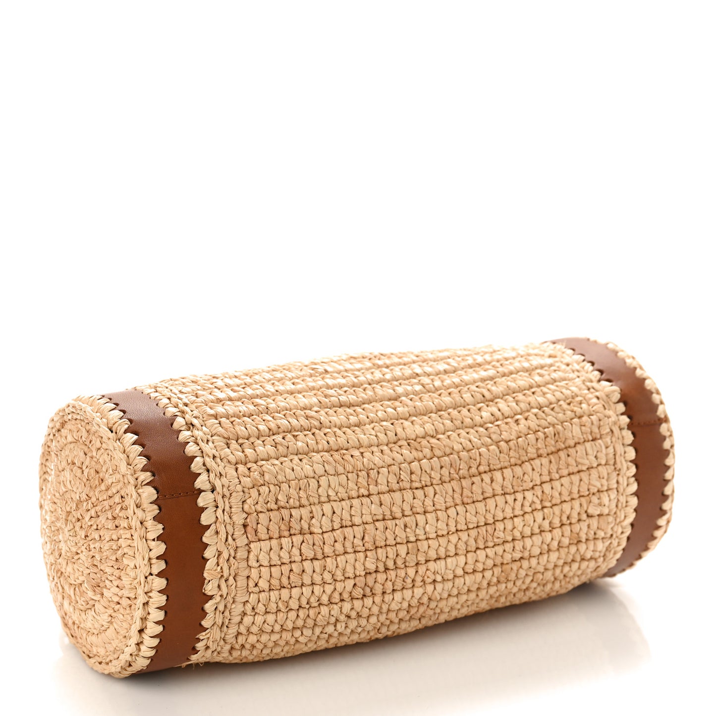 Raffia Monogram Cassandre Small Cylindric Bag Natural Brick