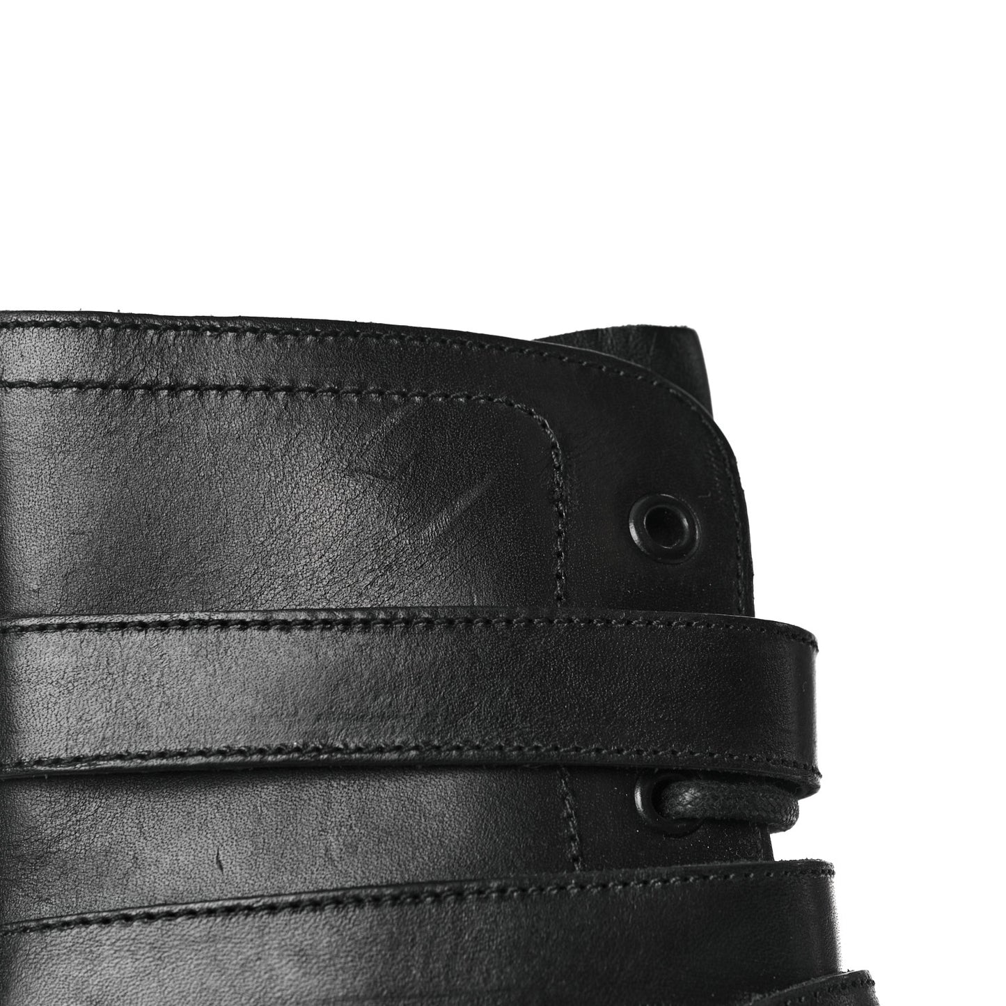 Smooth Calfskin Studded Strap Rangers Boots 36 Black