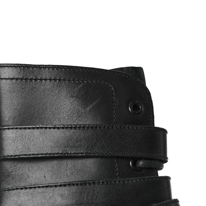 Saint Laurent Smooth Calfskin Studded Strap Rangers Boots 36 Black 12 of 20