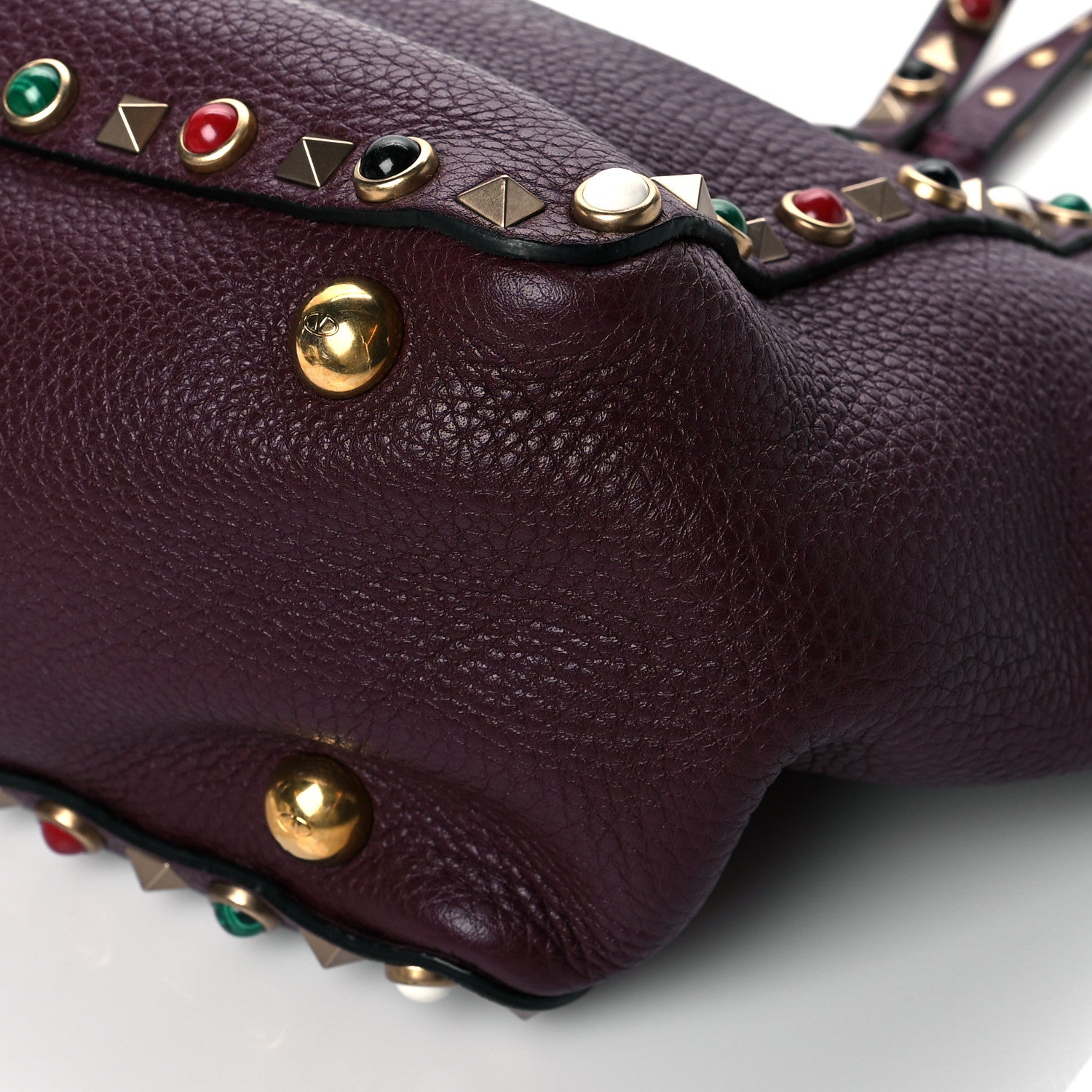 Valentino Garavani Grained Calfskin Small Rockstud Rolling Tote Rubin 9 of 9