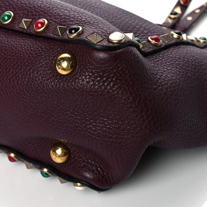 Valentino Garavani Grained Calfskin Small Rockstud Rolling Tote Rubin 9 of 9