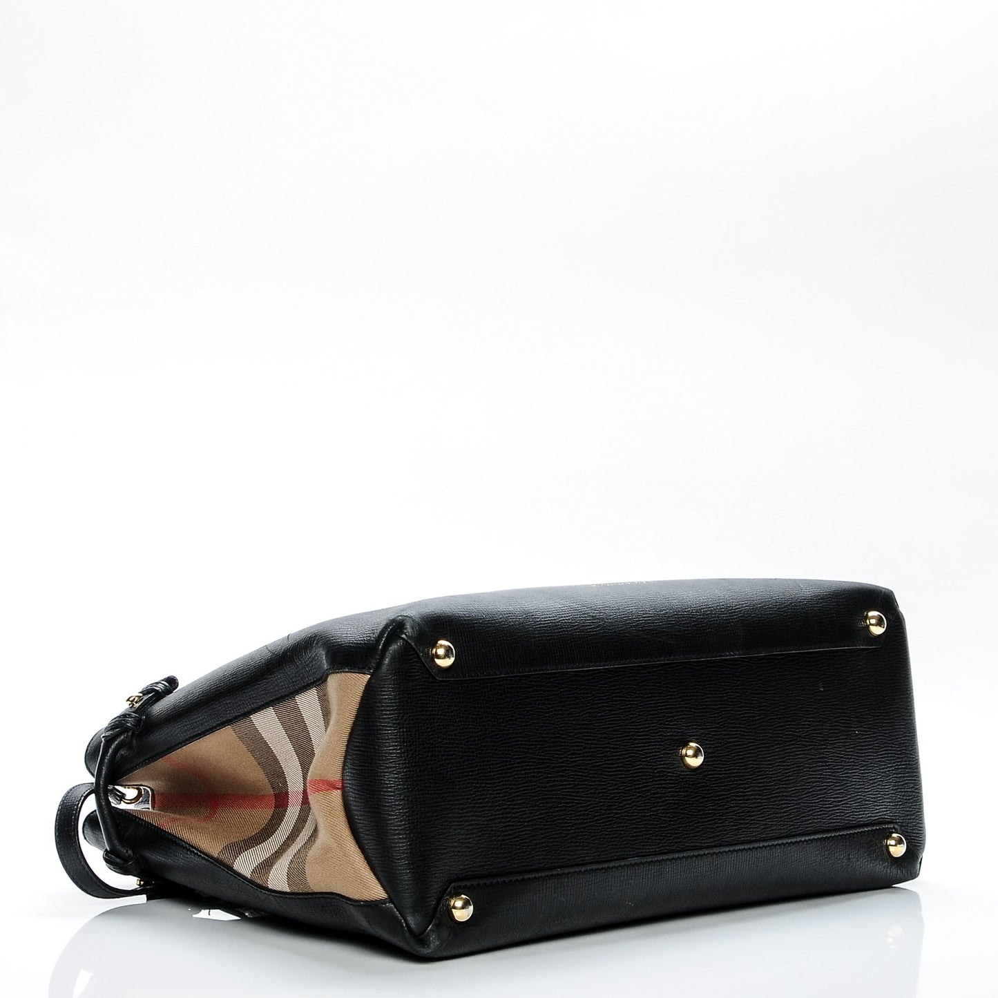Grainy Calfskin House Check Large Banner Tote Black