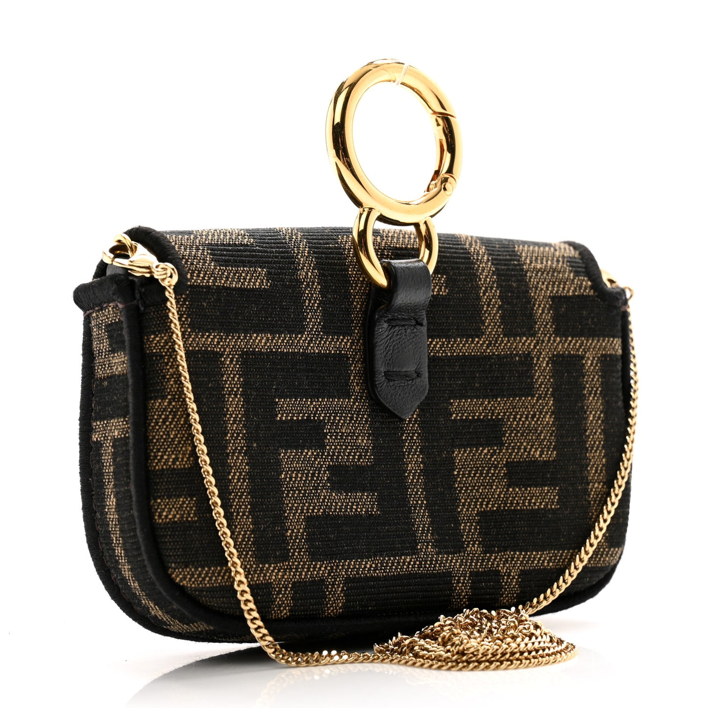 Fabric Jacquard FF 1974 Nano Baguette Charm Tobacco Moro Black