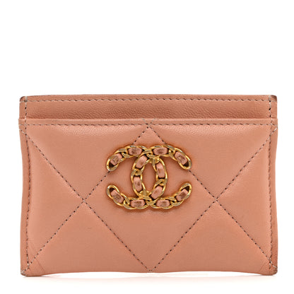 Chanel Lambskin Quilted Chanel 19 Card Holder Brown 1 of 12